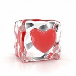 Miami cold storage: picture of a red heart frozen in a block of ice