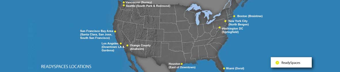 Gray map of the U.S. Palisades Logistics ReadySpaces locations.