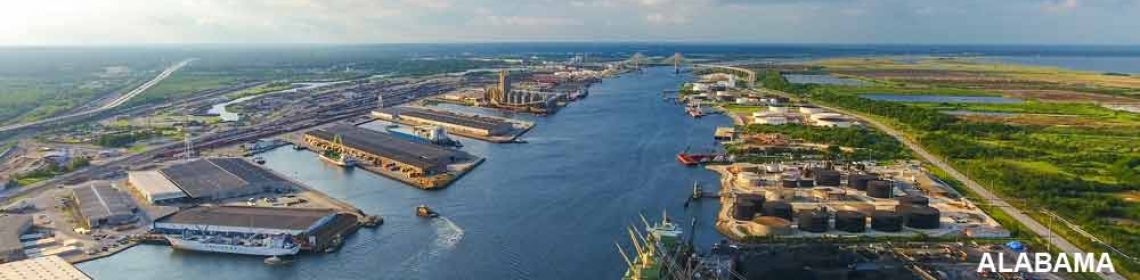 Port of Alabama with cargo terminals and warehouses supporting order fulfillment and distribution services