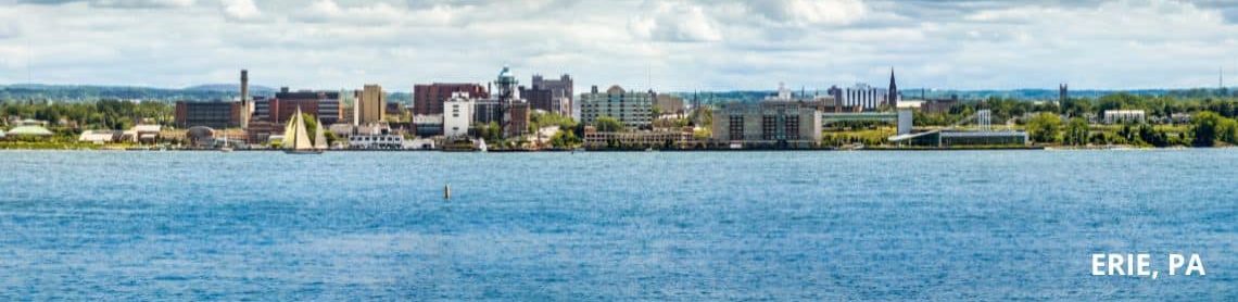 Erie, PA Erie 3PL Services; Erie, PA skyline, location of Palisades Logistics' Erie public warehousing services