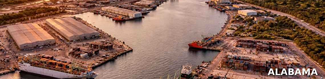 Port of Alabama with cargo terminals and warehouses supporting Alabama 3PL warehouse and third party logistics services