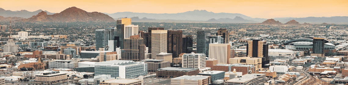 Phoenix Skyline at dusk showing a location for a 3pl warehouse